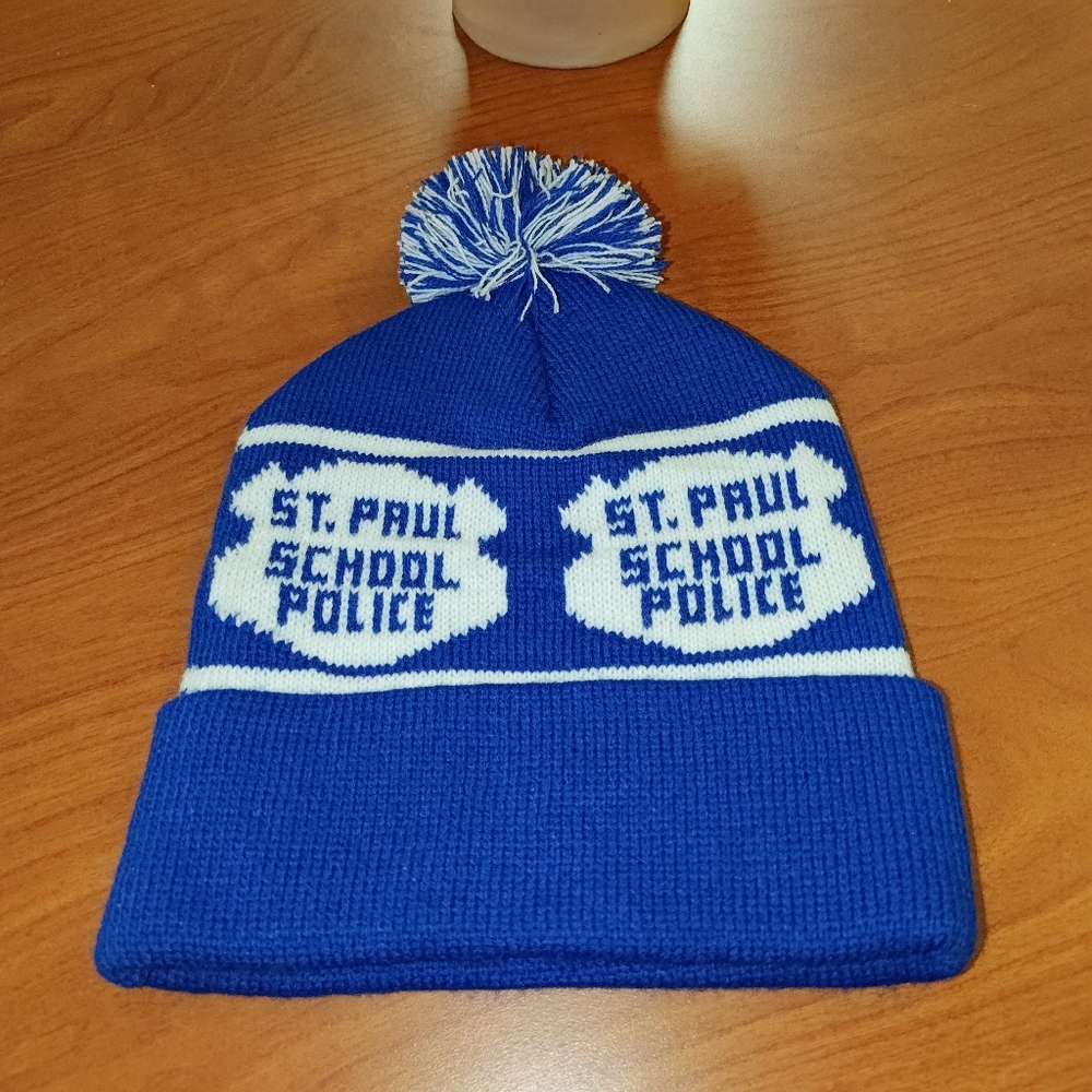 St Paul School Police Knit Cuffed Beanie w Pom Pom